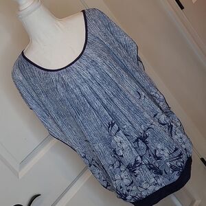 Baishenggt sz XL sleeveless tank with print fabric over-blouse